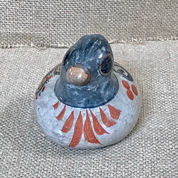 SOLD Mexican Folk Art Pottery Tonala Bird Figurine Earthy Boho Hand Painted - Picture 4 of 5